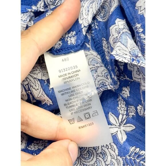 Vince Camuto Blouse Size XXS Ballon Sleeve Floral Pullover Peplum NEW - Picture 10 of 10